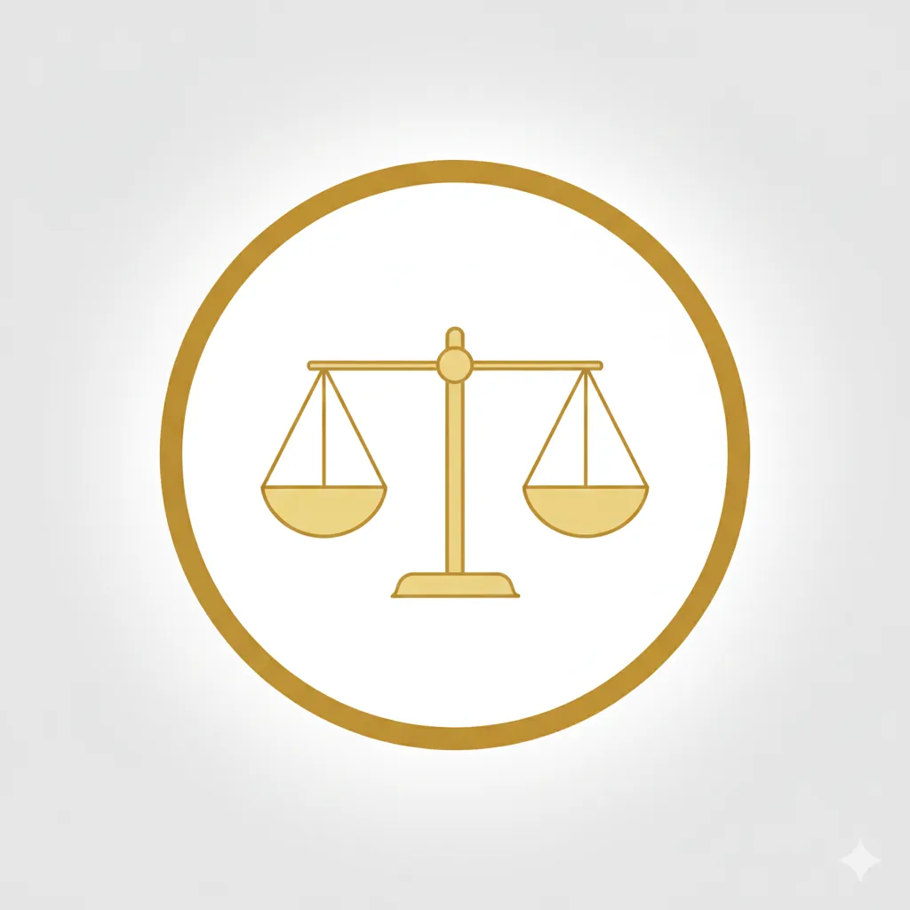 天秤と建物のイラスト（公平性）